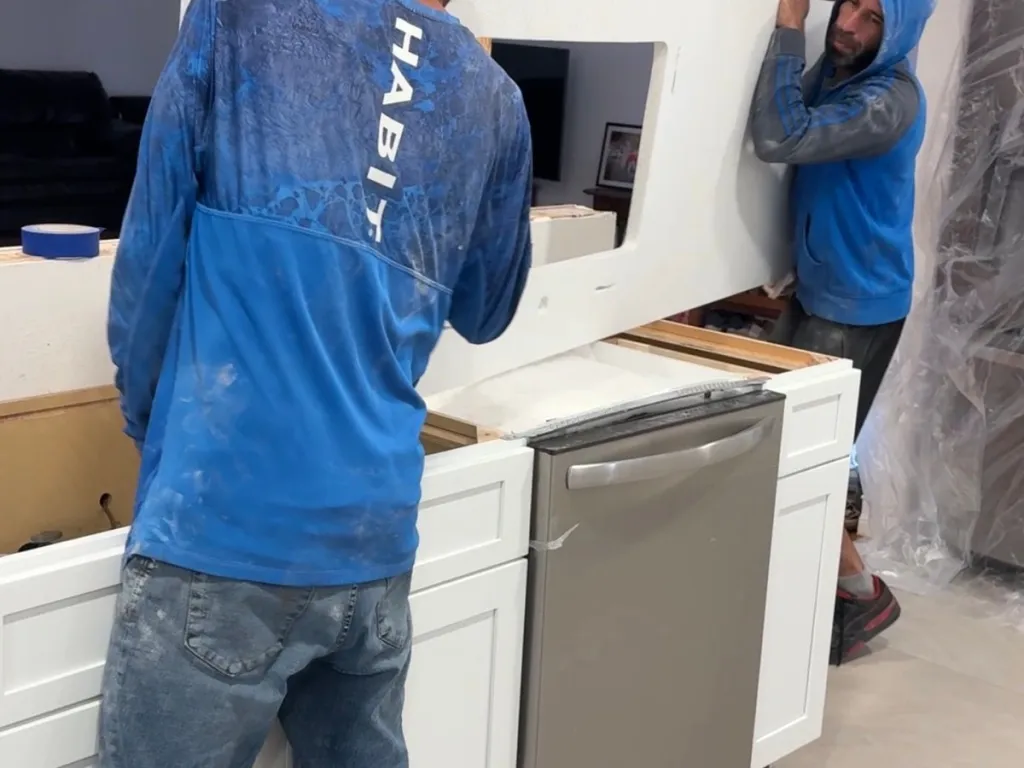 Stone House USA crew installing a countertop