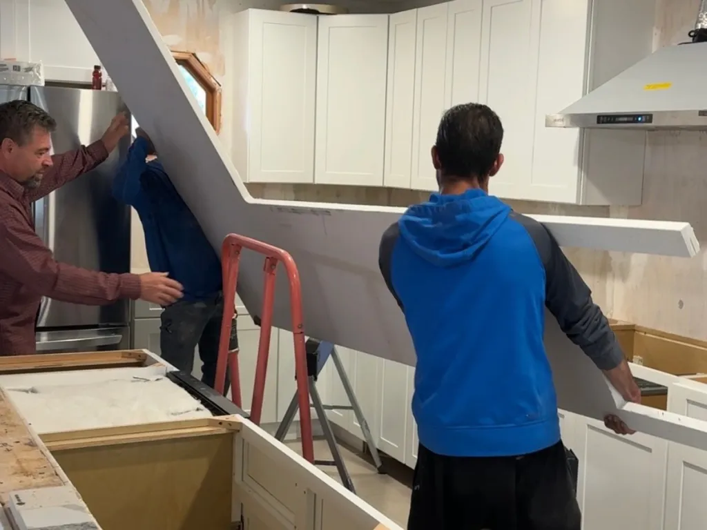 Countertop installation in progress in an Orlando kitchen